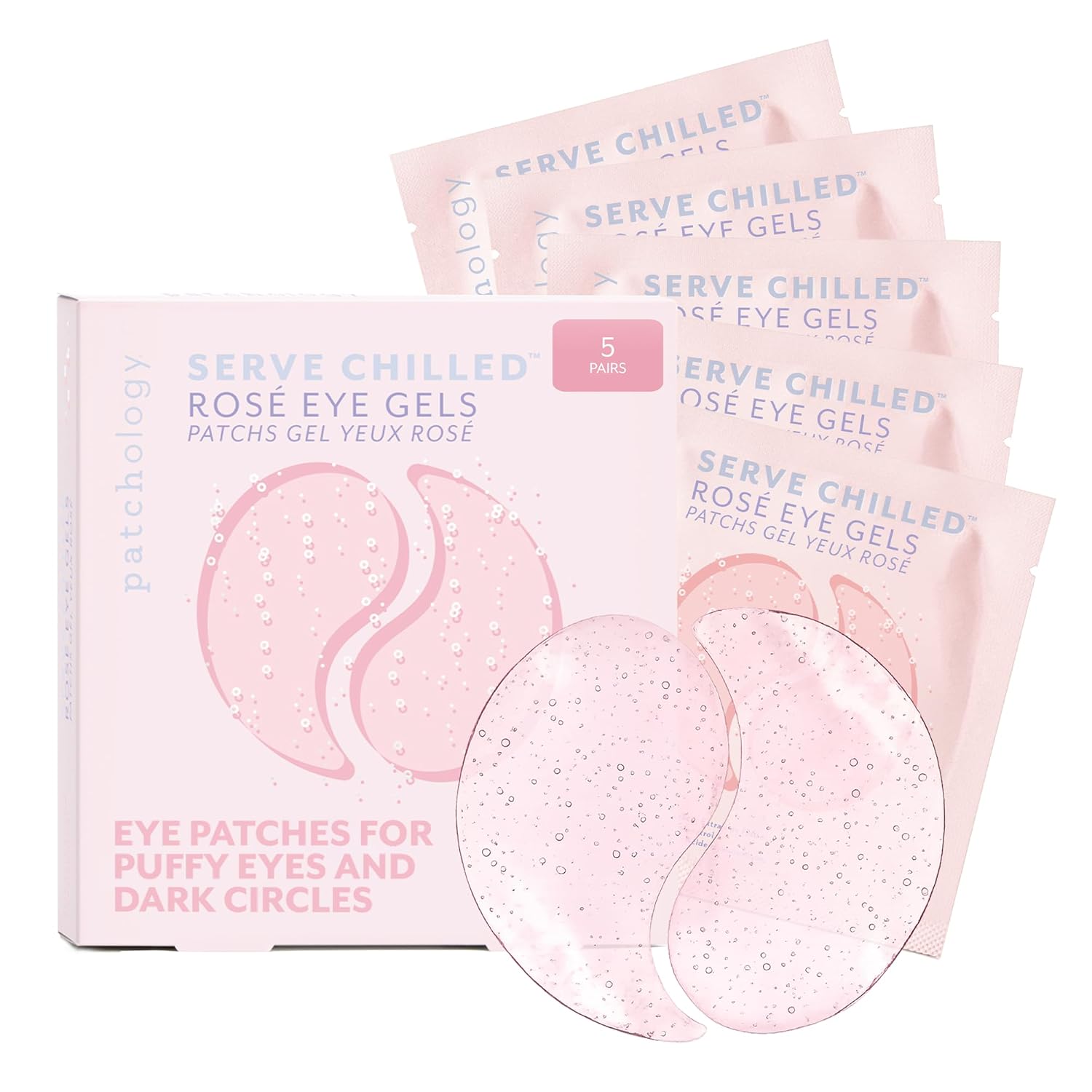 Patchology Serve Chilled Rosé Hydrating Under Eye Patches – Hyaluronic Acid & Antioxidant-Infused Eye Masks to Reduce Dark Circles, Puffiness & Fine Lines - Ideal Skincare Essentials (5 Pairs) Quick Pick Grocers